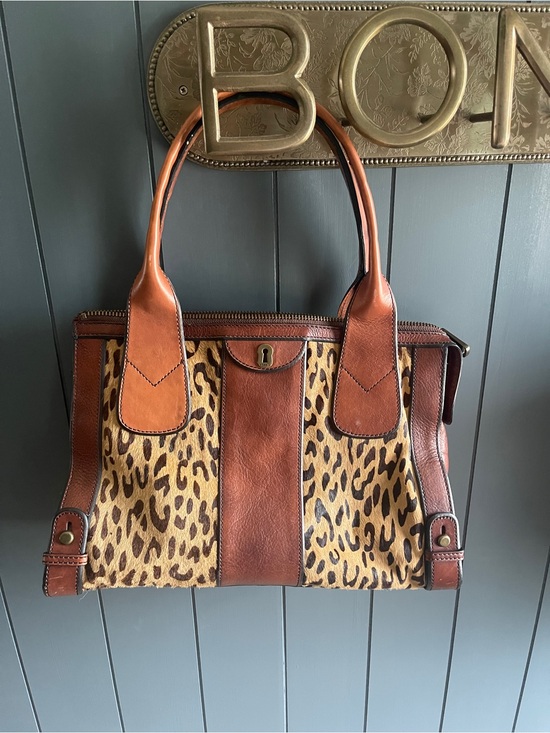 Fossil Handbags - Fossil Leather and Leopard Print Tote Bag